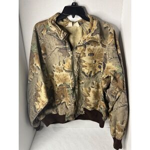 Vintage 90's Mens Woolrich Camo Realtree Fleece Lined Bomber Jacket Size XL
